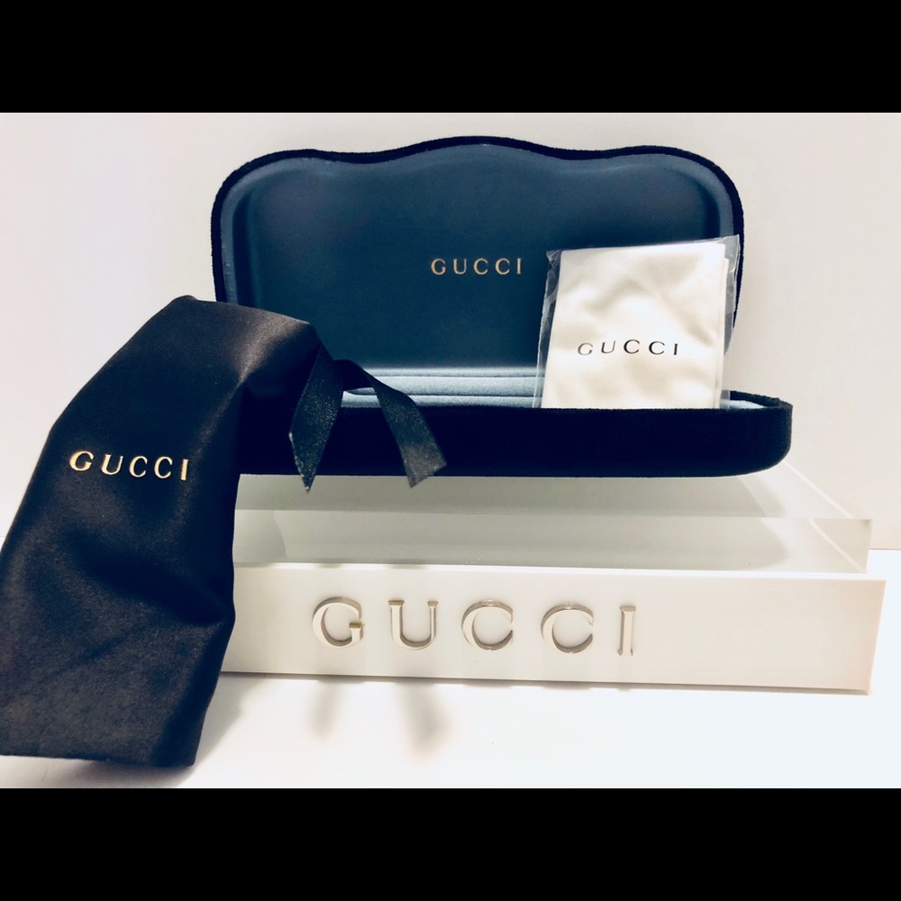 Gucci Black Velvet Hard Shell Eyeglasses Case New